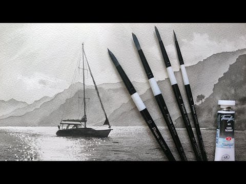 Видео: Видеоурок акварелью Морское сияние. Кисти Pinax Creative.