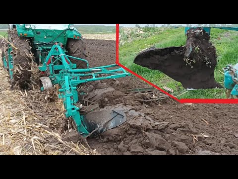 Видео: Оранка по дощю, текрон не витримав залип. Юмз оре вологу мокру землю.