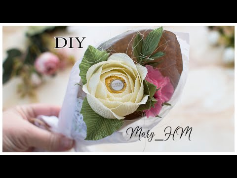 Видео: 💐Букет из конфет / Роза с конфеткой  МК. Свит дизайн.