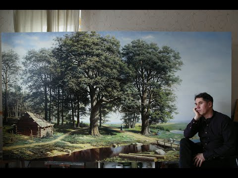 Видео: Процесс копирования картины. Михаил Клодт. "Дубовая роща" Масло на холсте. 175х310см.