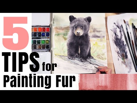 Видео: 5 советов и рекомендаций по рисованию меха акварелью — урок по рисованию детеныша чёрного медведя