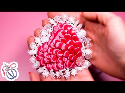 Видео: Сердце Канзаши из узкой ленты и кружева  ✄ Kulikova Anastasia