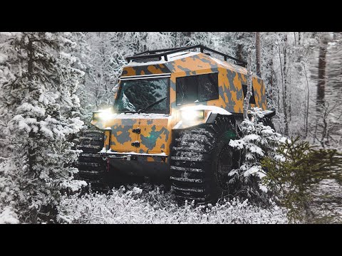 Видео: Зимняя Рыбалка в Карелии на Двух Вездеходах.Первая Ночёвка. В Гостях у Владельца Вездеходов в Сегеже