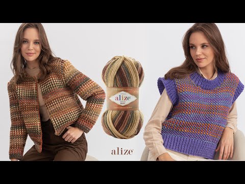 Видео: Двухцветная вышивка мхом с Alize Superlana Maxi Batik