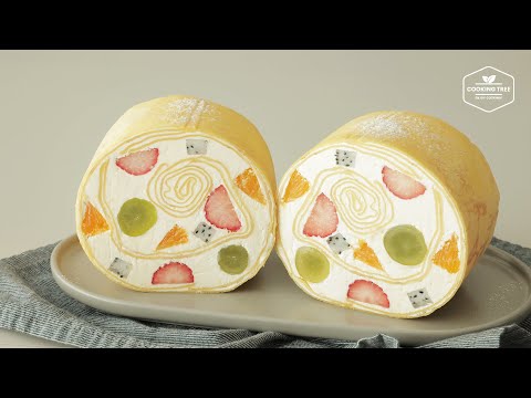 Видео: Рецепт рулета с фруктовыми крепами | Клубника, Апельсин, Блестящий мускат, Торт «Драконий фрукт»