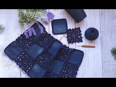 Видео: Кардиган "Jeans". Крючок + ткань. Часть 1. Обзор.