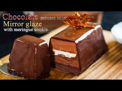 Видео: Шоколадный муссовый торт Зеркальная глазурь с печеньем безе