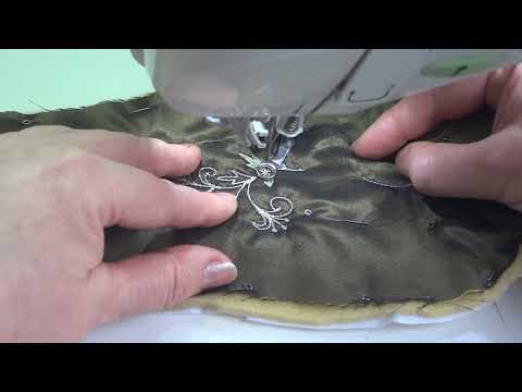 Видео: Боковая деталь сумочки  , стежка веточки с листиками.