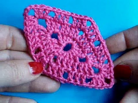 Видео: Вязание крючком Урок 225 Ромб crochet rhombus diamond motif