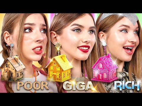 Видео: Бедная vs Богатая vs Гига Богатая Челлендж! Кто Построит Лучшую Комнату за 24 Часа?