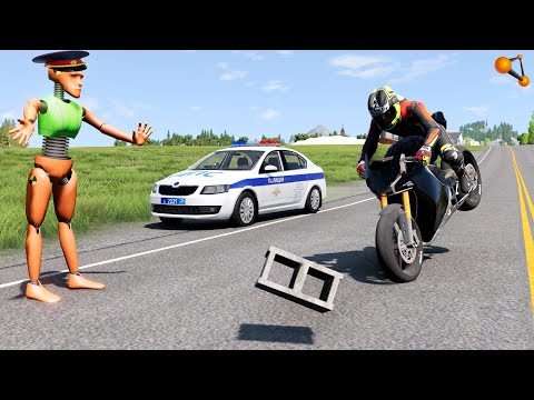 Видео: БРОСИЛ КИРПИЧ ПОД МОТОЦИКЛ! ДПС ОСТАНАВЛИВАЕТ ГОНЩИКА | BeamNG.drive