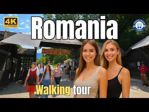 Видео: Пешеходная экскурсия по Брану, Румыния — красивая деревня, местный рынок и виды на горы в формате 4K