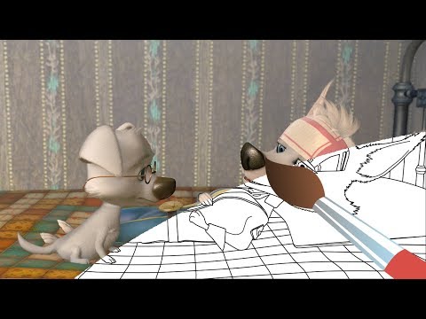 Видео: Белка и Стрелка - Впервые на Арене - Мультик Раскраска с Озорной Семейкой - Учим цвета