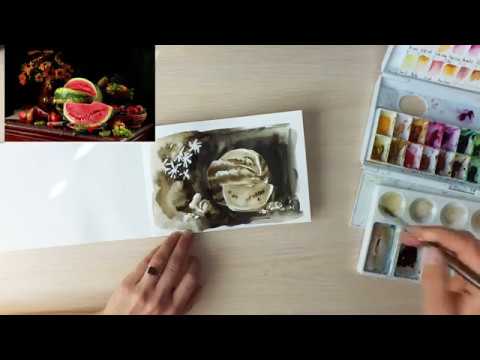 Видео: Гризайль. Особенности создания работ в одном цвете.