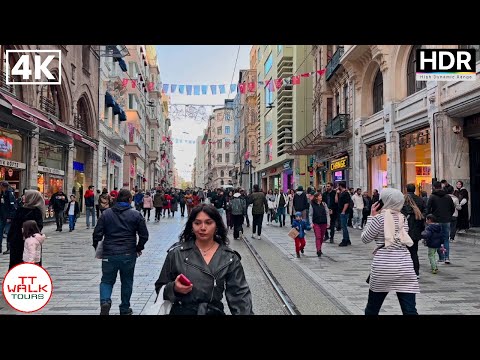 Видео: Пешеходная экскурсия по Стамбулу | Площадь Таксим и улица Истикляль | 4К HDR