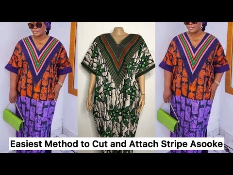Видео: Как легко вырезать и пришить полосатый асуке к бубу с V-образным вырезом (урок для начинающих)
