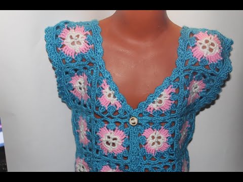 Видео: Симпатичная жилетка из мотивов 🌹🌹🌹🌹🌹💖