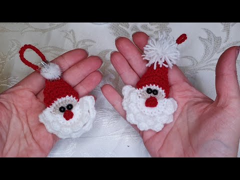 Видео: Ёлочная игрушка, брелок, магнитик Дед Мороз вяжем крючком. Дизайнерская ёлка. Бесплатный  МК.