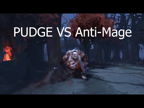 Видео: Pudge vs Anti Mage (Пудж против Антимага)