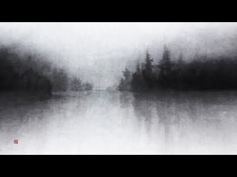 Видео: Картина тушью, пейзаж,  "горная река" суми-э