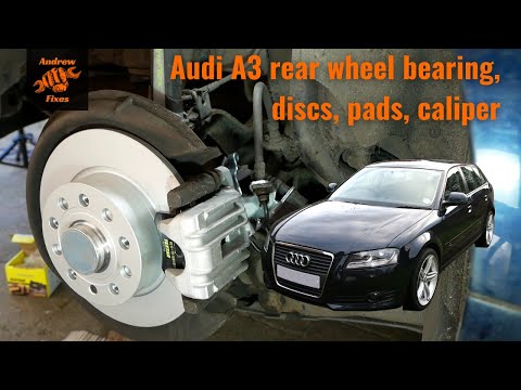 Видео: Замена заднего ступичного подшипника, тормозных дисков, колодок и суппорта Audi A3 (код модели 8PA)