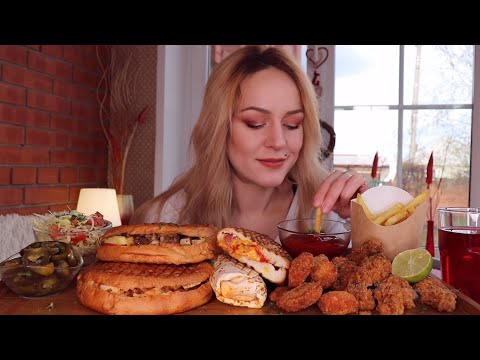 Видео: MUKBANG | Дёнер, буррито, хот-дог | Doner, burrito, hot dog не ASMR