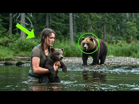 Видео: СМЕЛАЯ женщина против стихии! Женщина спасает медвежонка, а дальше… БЕЗ СЛОВ!