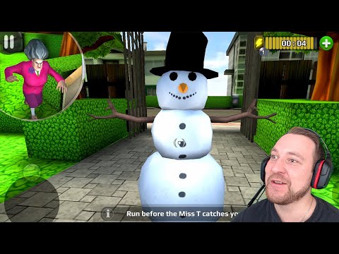 Видео: МИСС ТИ ПРОТИВ СНЕГОВИКА Прохождение игры Scary Teacher 3D