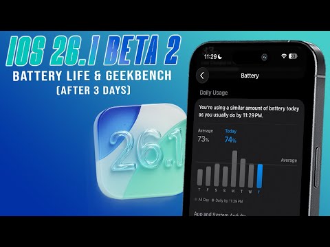 Видео: Время работы батареи iOS 26.1 Beta 2 (через 3 дня)