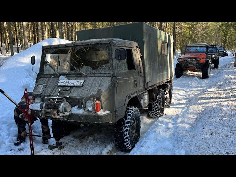 Видео: Оторвали колесо на Pinzgauer 6X6, пробили двигатель на Nissan Patrol.