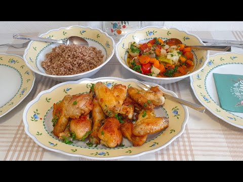 Видео: Жаренная курочка!Гречка!Овощное рагу!Закрутки сезонные!