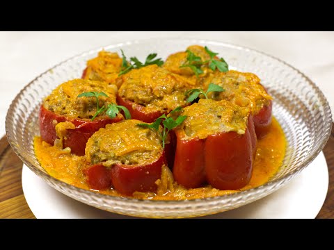 Видео: Фаршированный Перец Тушеный в Казане | Рецепт Сочной Начинки в Нежном Сливочно-Томатном Соусе.