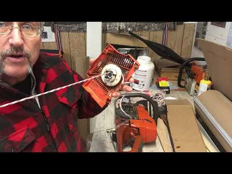 Видео: Ремонт бензопилы - замена шнура стартера