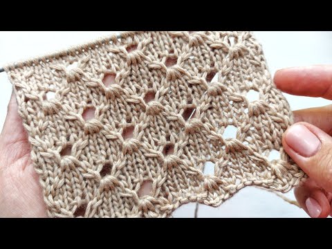 Видео: Интересный ажурный узор с ромбами 💥 Для вязания палантинов,  джемперов
