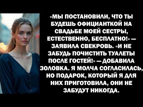 Видео: «Ты будешь прислуживать на свадьбе моей сестры! Ты — служанка, а она — звезда!» — сказал муж.