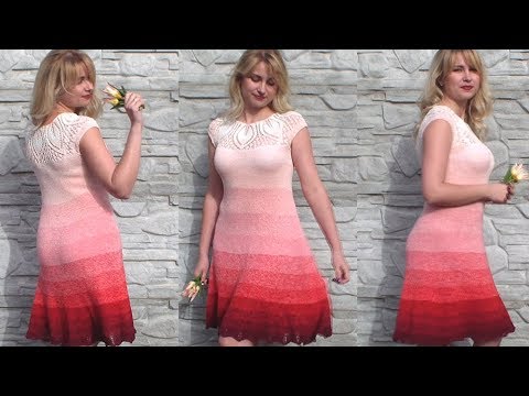 Видео: Експресс МК спицами  платье "Клубника со сливками" / Пряжа YarnArt  Flowers