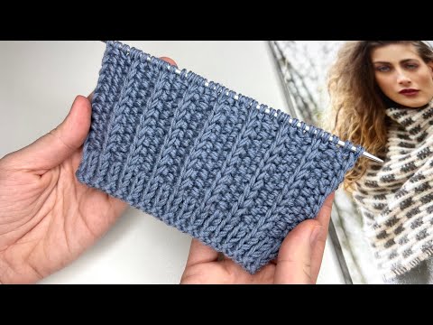 Видео: Эффектная и эластичная резинка спицами! Жемчужный узор + дорожки из снятых петель