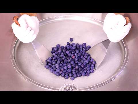 Видео: Я превращаю чернику в роллы с мороженым! (-30°С) | Не разговаривать | АСМР