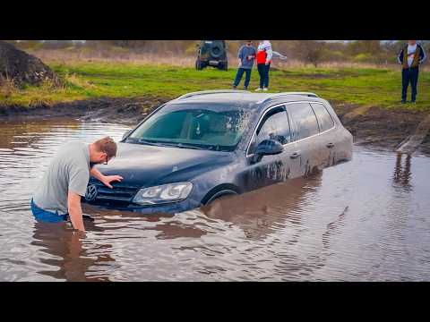 Видео: ЦАРЬ КАНАВЫ! УТОПИЛИ VW TOUAREG против НИВЫ! КТО ЗАБЕРЕТ ВСЁ???