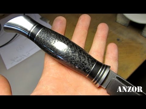 Видео: Финка титан, карбон,  М390.  Финиш рукояти...