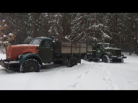 Видео: ГАЗ-63 V8 и ГАЗоМЕР покатушки по зимнему лесу.