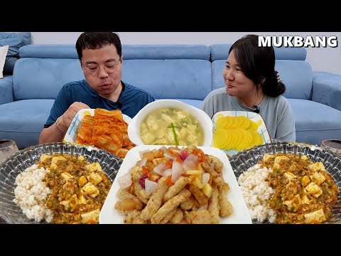 Видео: Мапо-тофу по-корейски (ft.home tangsuyuk) Кисло-сладкая свинина.ㅣCooking& Mukbang