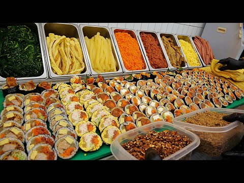 Видео: Начинка переполнена!! потрясающее качество. Bomb Egg Kimbap / Корейская уличная еда