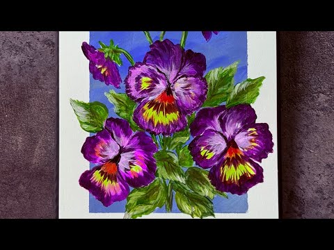 Видео: Рисую Анютины глазки/ Vivid Pansies