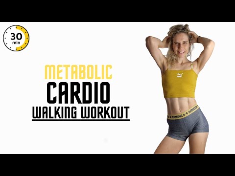 Видео: 30-минутная метаболическая кардио-тренировка с ходьбой — низкая ударная нагрузка — шаг