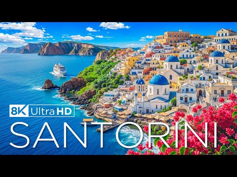Видео: Санторини 8K UHD — захватывающие дух закаты и белоснежные деревни под расслабляющую музыку