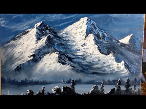 Видео: Гора со светом на дереве — картина маслом
