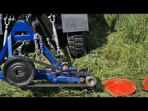 Видео: Сенокос полусамодельной роторной  косилкой на самодельном т 25