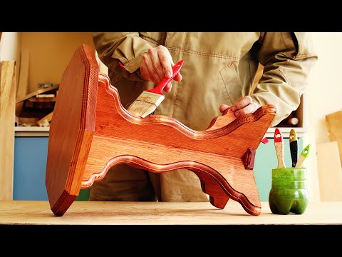 Видео: 4K Нанесение морилки и лака на фигурный табурет, how to apply stain and varnish a wood chair