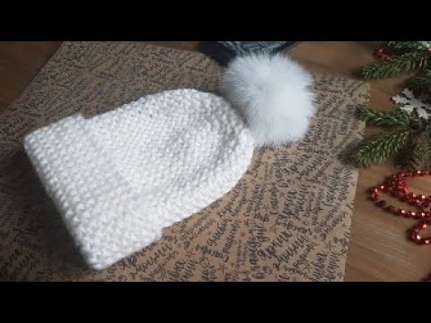 Видео: Шапка "Белая альпака". Зимняя шапка из толстой пряжи.